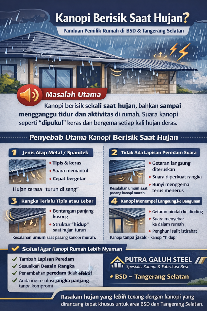 Kanopi Berisik Saat Hujan Ini Penyebab & Solusi agar Rumah Lebih Nyaman