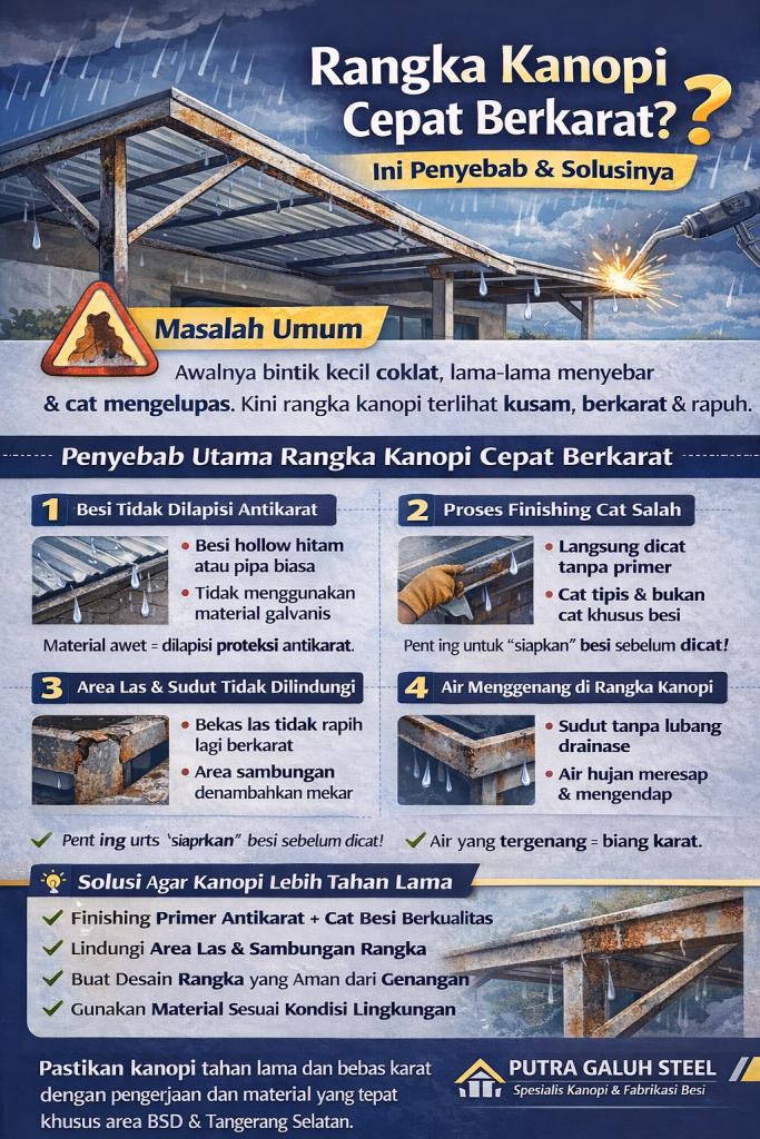 Rangka Kanopi Cepat Berkarat Ini Penyebab & Solusi agar Lebih Tahan Lama