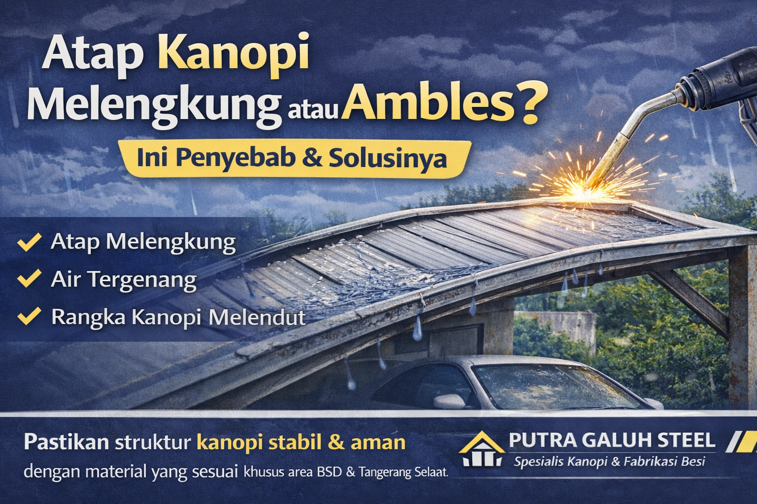 kanopi melengkung ambles