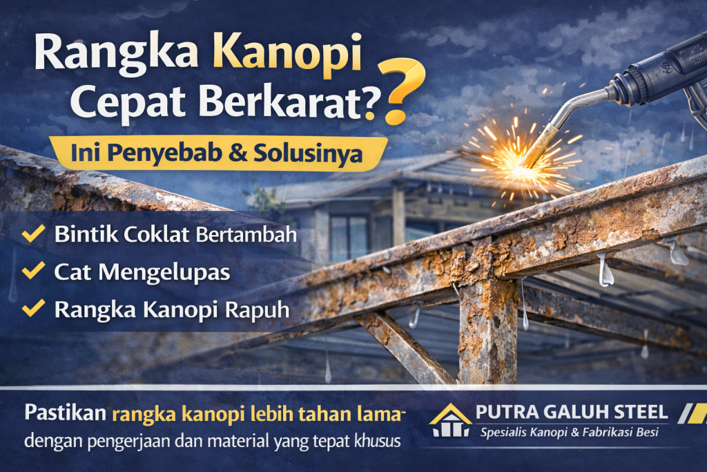 rangka kanopi berkarat